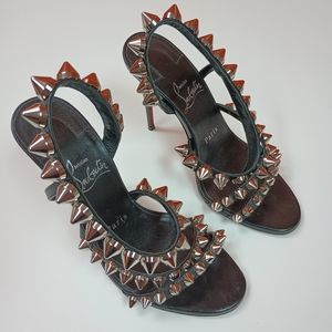 Christian Louboutin Black Spikita Strap 100 Heeled Sandals